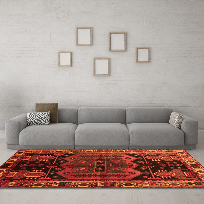 Machine Washable Persian Orange Traditional Area Rugs in a Living Room, wshtr296org