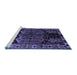 Sideview of Machine Washable Persian Blue Traditional Rug, wshtr296blu