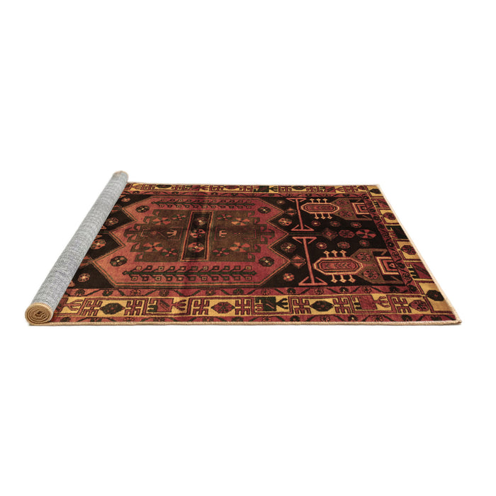 Sideview of Machine Washable Persian Brown Traditional Rug, wshtr296brn