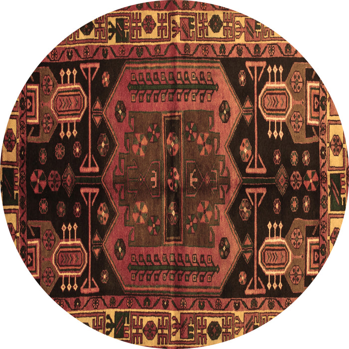 Round Persian Brown Traditional Rug, tr296brn