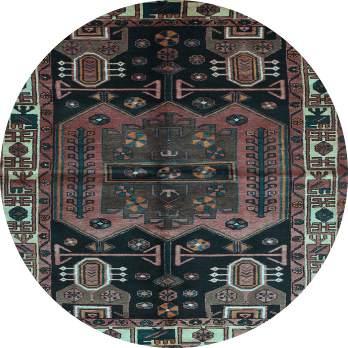 Round Machine Washable Persian Light Blue Traditional Rug, wshtr296lblu