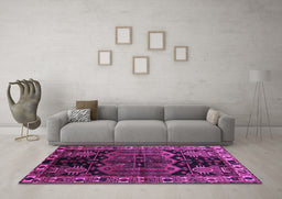Machine Washable Persian Purple Traditional Area Rugs in a Living Room, wshtr296pur