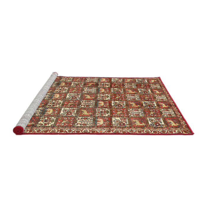 Sideview of Machine Washable Traditional Tomato Red Rug, wshtr2970