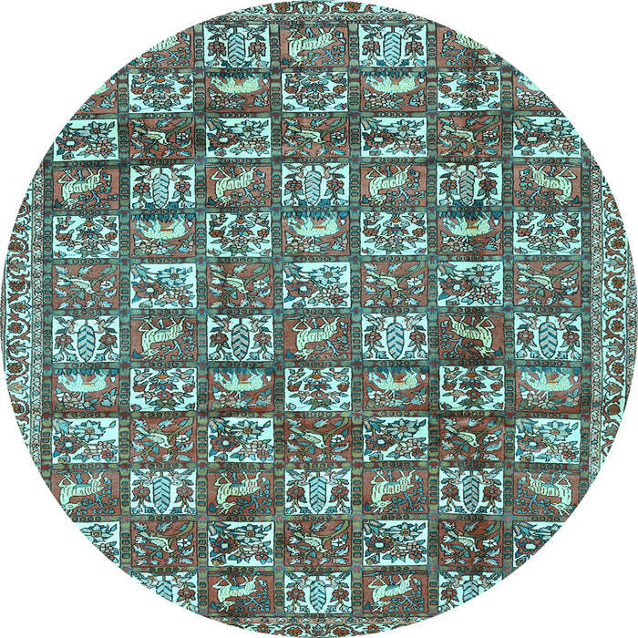 Round Machine Washable Persian Light Blue Traditional Rug, wshtr2970lblu