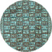 Round Machine Washable Persian Light Blue Traditional Rug, wshtr2970lblu