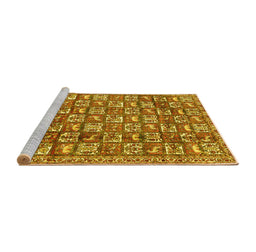 Sideview of Machine Washable Persian Yellow Traditional Rug, wshtr2970yw