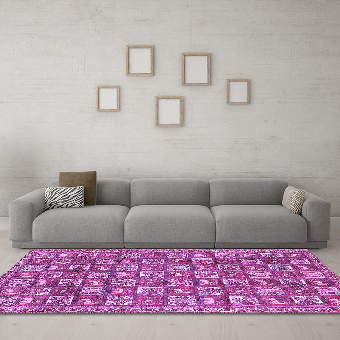 Machine Washable Persian Purple Traditional Area Rugs in a Living Room, wshtr2970pur