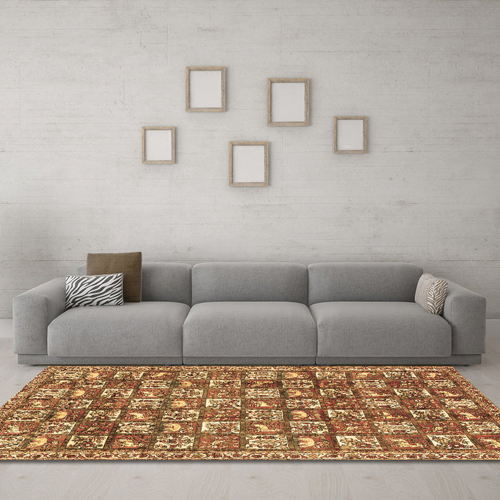 Machine Washable Persian Brown Traditional Rug in a Living Room,, wshtr2970brn