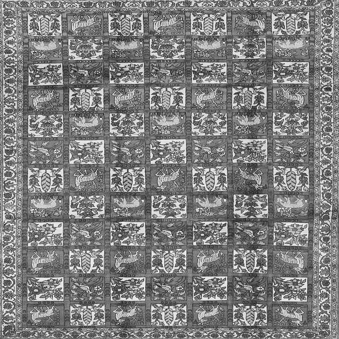 Round Machine Washable Persian Gray Traditional Rug, wshtr2970gry