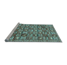 Sideview of Machine Washable Persian Light Blue Traditional Rug, wshtr2970lblu