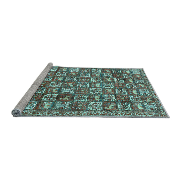 Sideview of Machine Washable Persian Light Blue Traditional Rug, wshtr2970lblu