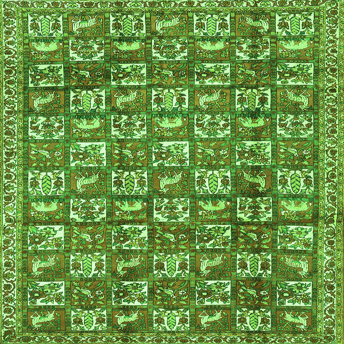 Round Machine Washable Persian Green Traditional Area Rugs, wshtr2970grn