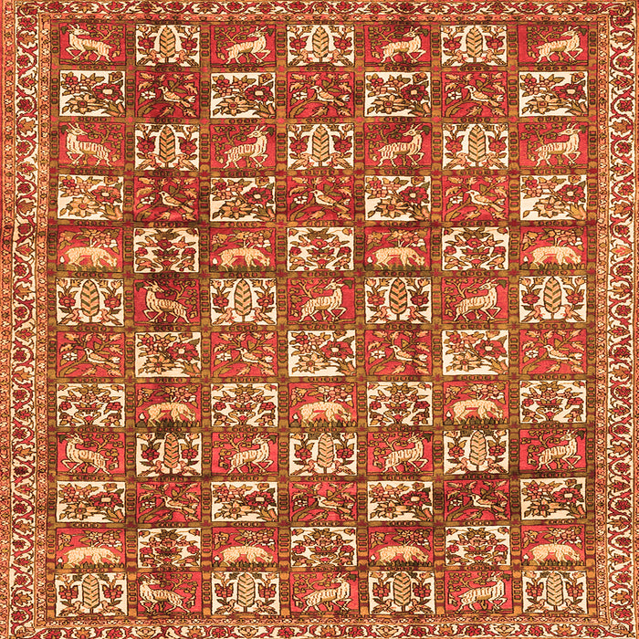 Round Machine Washable Persian Orange Traditional Area Rugs, wshtr2970org