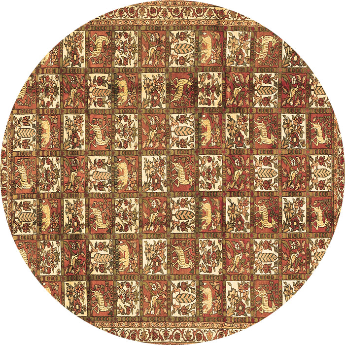 Round Persian Brown Traditional Rug, tr2970brn