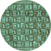 Round Persian Turquoise Traditional Rug, tr2970turq