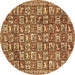 Round Machine Washable Persian Brown Traditional Rug, wshtr2970brn