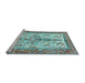 Sideview of Machine Washable Persian Light Blue Traditional Rug, wshtr2971lblu