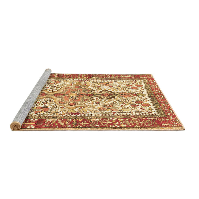 Sideview of Machine Washable Persian Brown Traditional Rug, wshtr2971brn