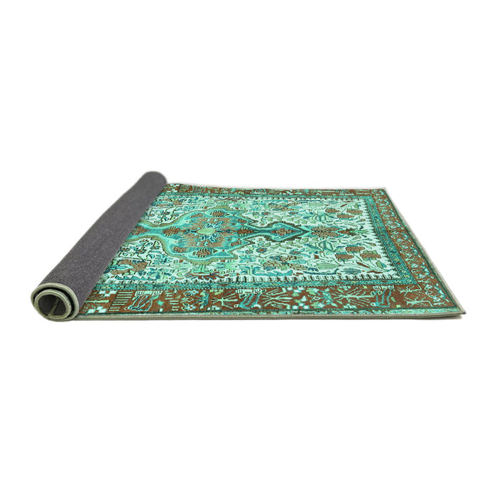 Sideview of Persian Turquoise Traditional Rug, tr2971turq