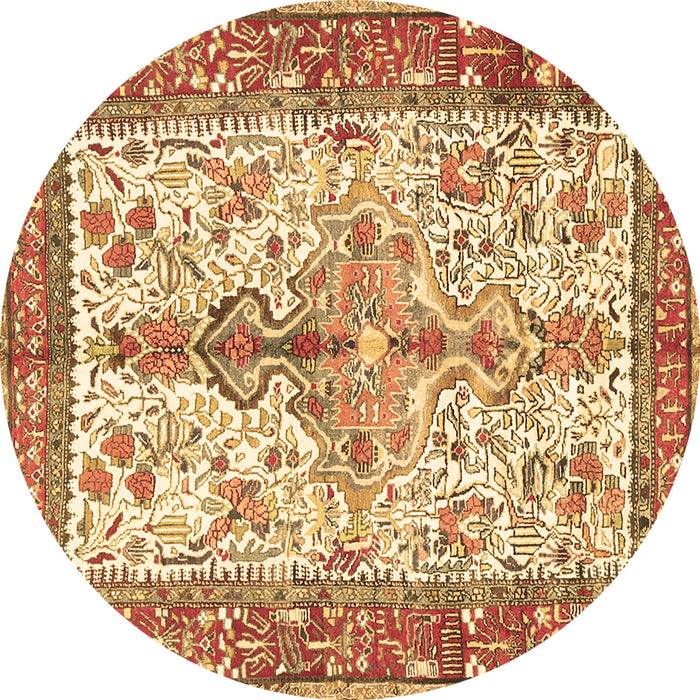 Round Machine Washable Persian Brown Traditional Rug, wshtr2971brn