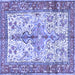 Square Machine Washable Persian Blue Traditional Rug, wshtr2971blu