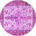 Round Machine Washable Persian Purple Traditional Area Rugs, wshtr2971pur