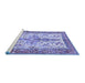 Sideview of Machine Washable Persian Blue Traditional Rug, wshtr2971blu