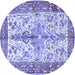 Round Machine Washable Persian Blue Traditional Rug, wshtr2971blu