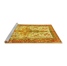 Sideview of Machine Washable Persian Yellow Traditional Rug, wshtr2971yw