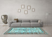 Machine Washable Persian Light Blue Traditional Rug in a Living Room, wshtr2971lblu