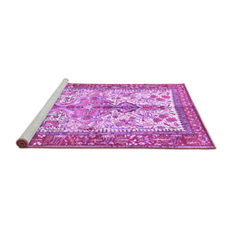 Sideview of Machine Washable Persian Purple Traditional Area Rugs, wshtr2971pur