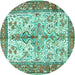 Round Persian Turquoise Traditional Rug, tr2971turq