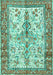 Machine Washable Persian Turquoise Traditional Area Rugs, wshtr2971turq