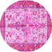 Round Persian Pink Traditional Rug, tr2971pnk