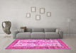 Machine Washable Persian Pink Traditional Rug in a Living Room, wshtr2971pnk