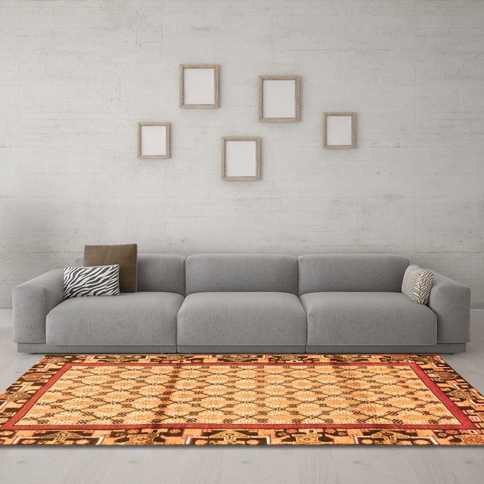Machine Washable Persian Orange Traditional Area Rugs in a Living Room, wshtr2972org