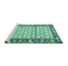 Sideview of Machine Washable Persian Turquoise Traditional Area Rugs, wshtr2972turq