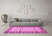 Machine Washable Persian Pink Traditional Rug in a Living Room, wshtr2972pnk