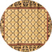 Round Persian Brown Traditional Rug, tr2972brn