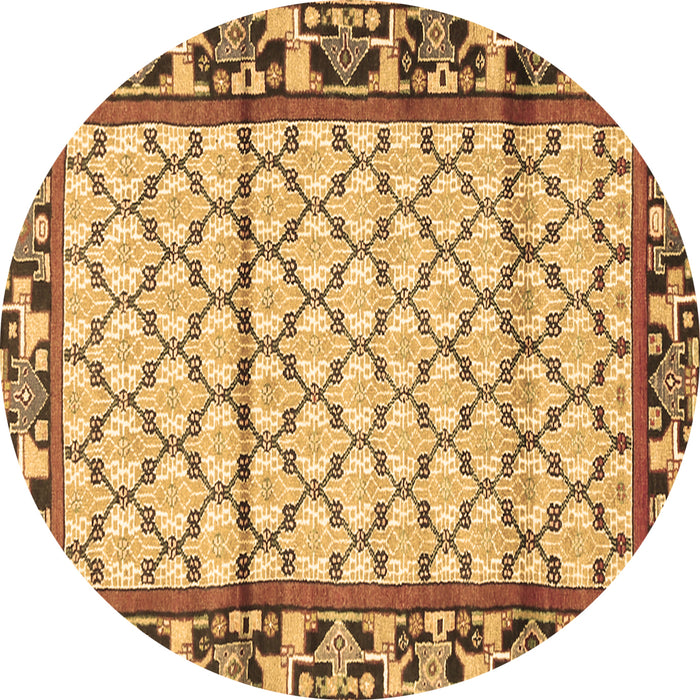 Round Machine Washable Persian Brown Traditional Rug, wshtr2972brn