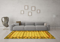 Machine Washable Persian Yellow Traditional Rug, wshtr2972yw