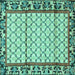 Square Machine Washable Persian Turquoise Traditional Area Rugs, wshtr2972turq