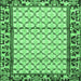 Square Machine Washable Persian Emerald Green Traditional Area Rugs, wshtr2972emgrn