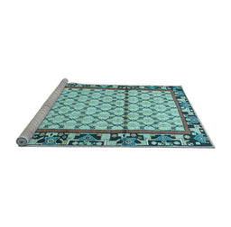 Sideview of Machine Washable Persian Light Blue Traditional Rug, wshtr2972lblu