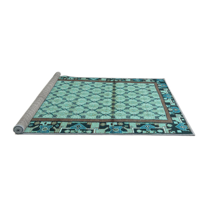 Sideview of Machine Washable Persian Light Blue Traditional Rug, wshtr2972lblu