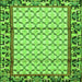 Round Machine Washable Persian Green Traditional Area Rugs, wshtr2972grn