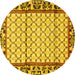 Round Machine Washable Persian Yellow Traditional Rug, wshtr2972yw