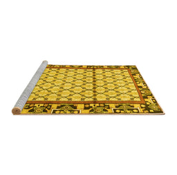 Sideview of Machine Washable Persian Yellow Traditional Rug, wshtr2972yw