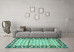 Machine Washable Persian Turquoise Traditional Area Rugs in a Living Room,, wshtr2972turq