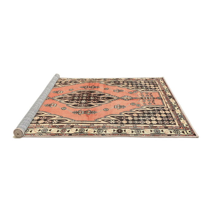 Sideview of Machine Washable Traditional Sienna Brown Rug, wshtr2973